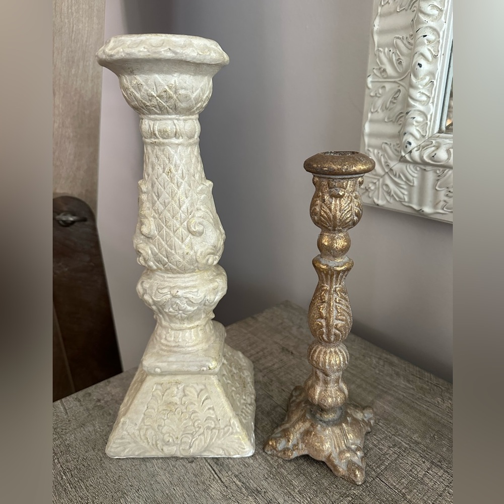 Elegant Cream and Gold Candle Holders